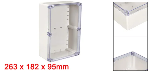 Uxcell New Hot 200x120x56mm Waterproof DIY Junction Box Enclosure Case ABS Plastic 263x182x95mm Outdoor Indoor with Clear Cover