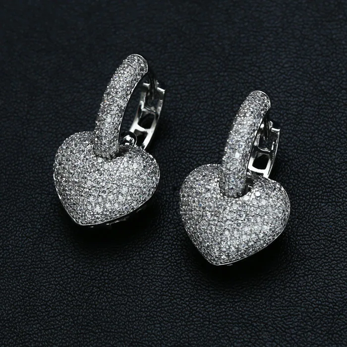 Лучше Новая мода ясно кольца сердце кубического циркония серьги стержня для Для женщин JP25