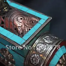 Hdc0739 Тибетский металла старину курильница, 29*12 см, башня ящик фигура, Йога декора искусства, будда