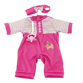 

Doll Clothes Accessories Fit 18 inch 40cm-43cm Born New Baby Doll Pink hair with elephant clothes Suit For Baby Gift