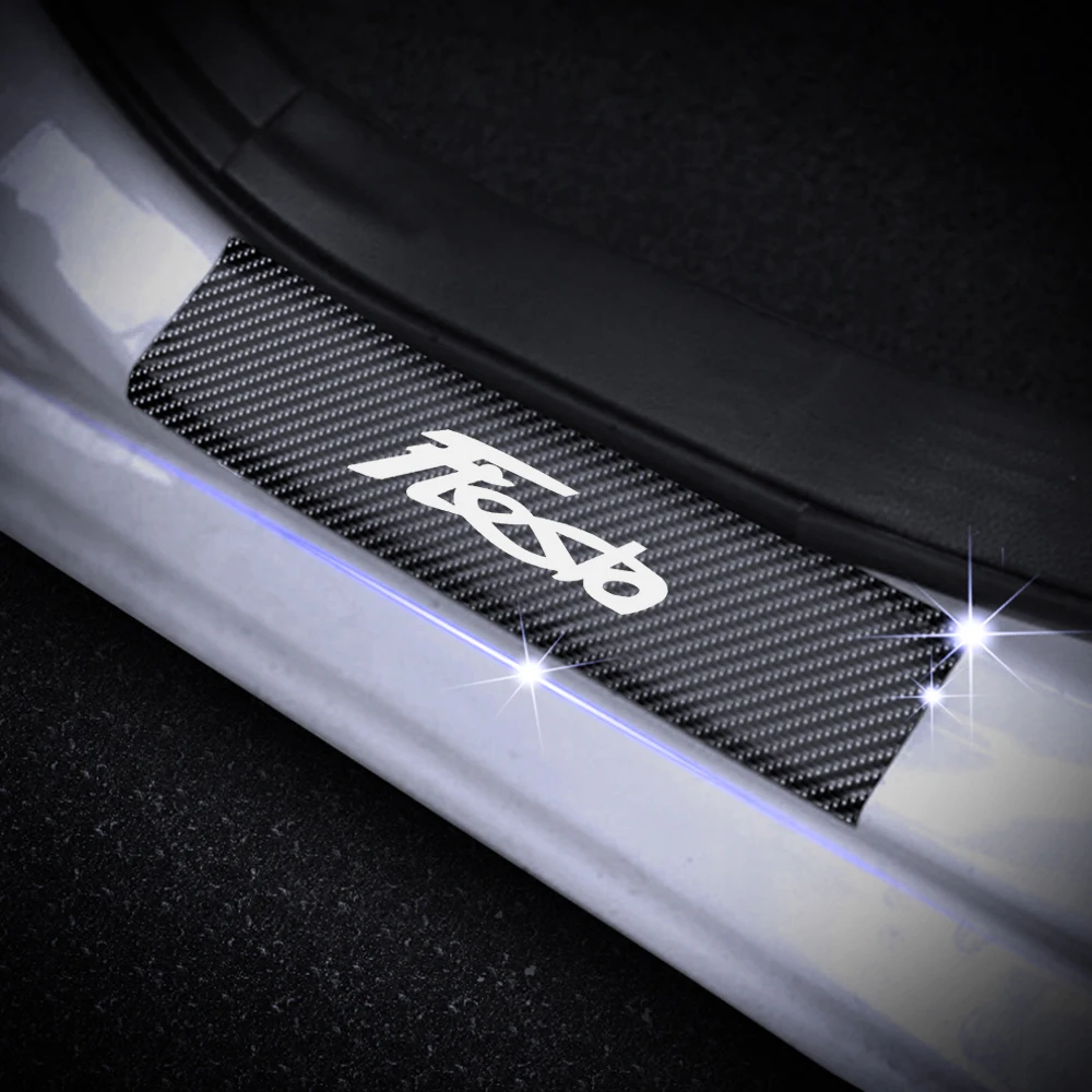  4Pcs Car Door Sill Scuff Plate For Ford Fiesta Car Welcome Pedal Decoration Stickers Door Threshold