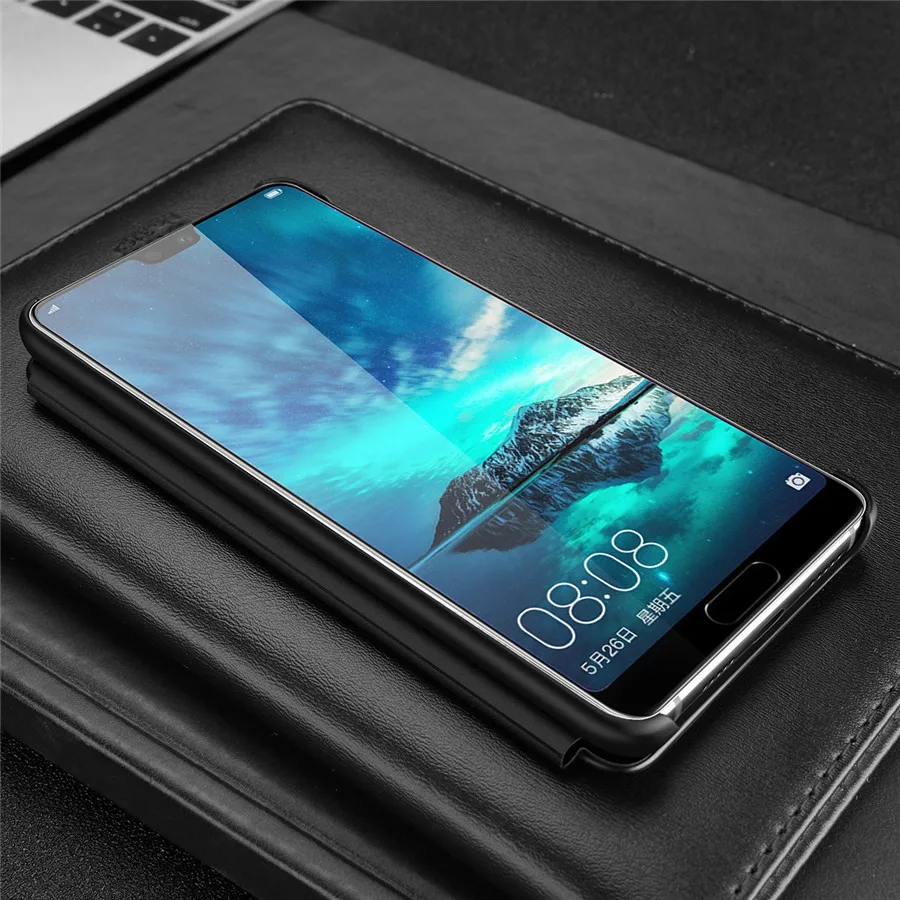Флип чехол Smart View для Huawei P20 Pro оригинальный роскошный из натуральной кожи