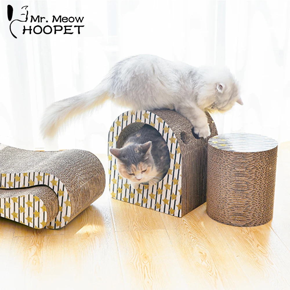 

Hoopet Cat Toy Scratching Post Board With Catnip Toys for Cats Pet Corrugated Interactive Play Toy Cats Supplies
