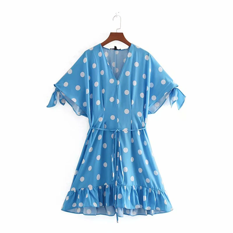 Women's Clothing Dress 2019 Cotton Polka Dot V-neck Short Sleeve Dress Ms Summer Street Sexy Slim Fit Temperament Clothing