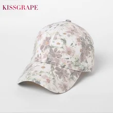 Brand New 2017 Women’s Cotton Baseball Caps Flower Print Youth Girls Bone Hats Snapback Cap Female Hip Hop Cap Outdoor Sport Cap