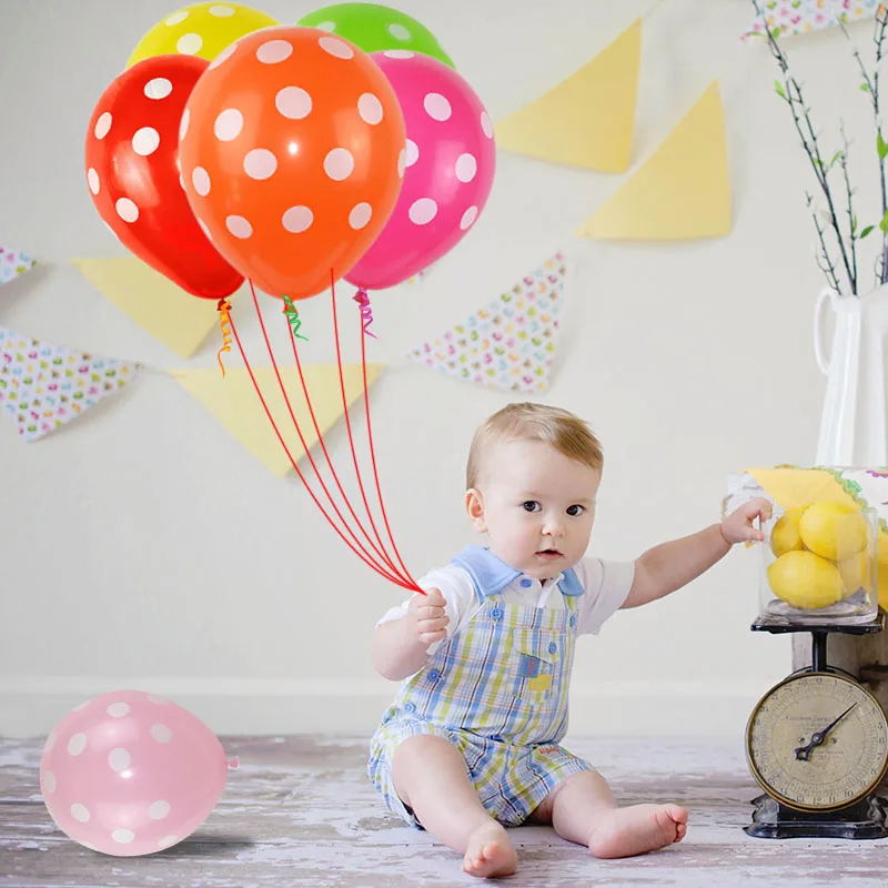 

10Pcs/Lot 12 Inch Dot Latex Balloon Decorative For Birthday Party Baby Shower Supplies Air Inflatable Balloon Kids Party Favors