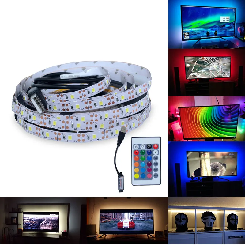 Светодиодные ночные светильники USB TV компьютерный декор Светодиодная лента с