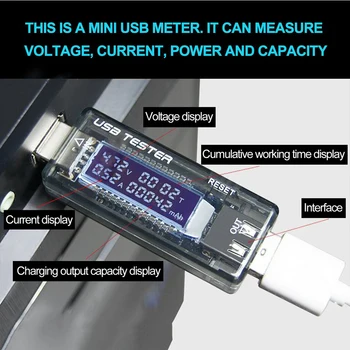

Mini Mobile Power Current and Voltmeter Ammeter Current Power Bank Battery Capacity Tester Monitor Quick USB Charger Portable