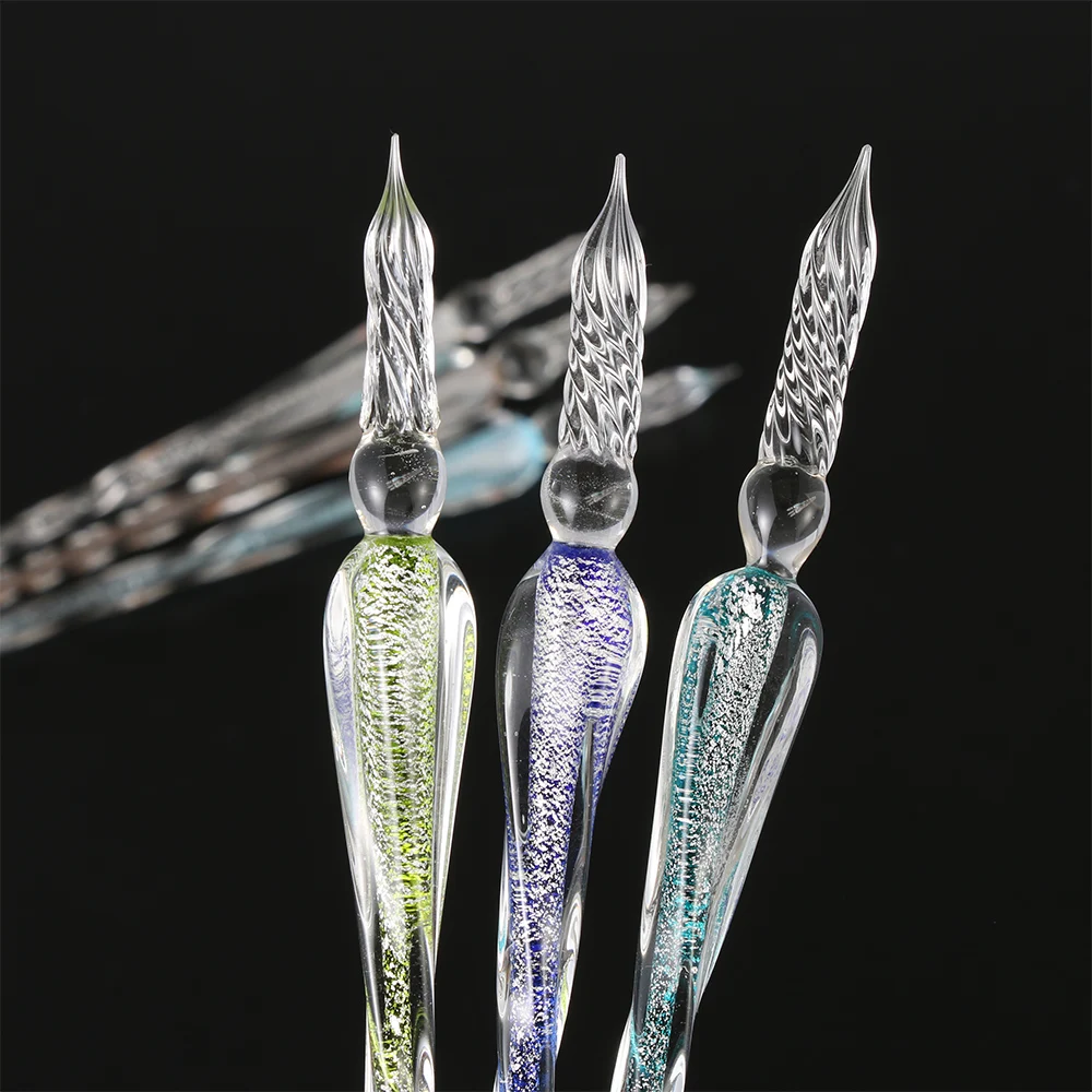 1Pcs Safe Package Vintage Glass Dip Dipping Pen Holder Signature Filling Ink Fountain Pens Handmade Glass Dip Fountain Pen