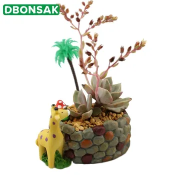 

Resin Animal Flower Pot Giraffe Pebbles Flower Pot Succulents Micro Landscape Cartoon Vase Home Balcony Garden Decoration