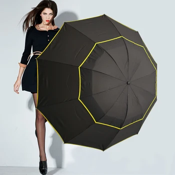 

130cm Big Top Quality Umbrella Men Rain Woman Windproof Large Paraguas Male Women Sun 3 Floding Big Umbrella Outdoor Parapluie