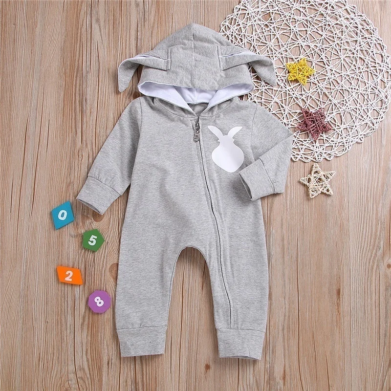 

Autumn and Winter Warm Jumpsuit Unisex 3D Rabbit Ears Cotton Hooded Jumpsuit