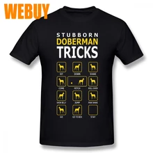 Retro deisgn teimoso doberman cão truques engraçado camiseta para masculino design exclusivo mais tamanho camisa
