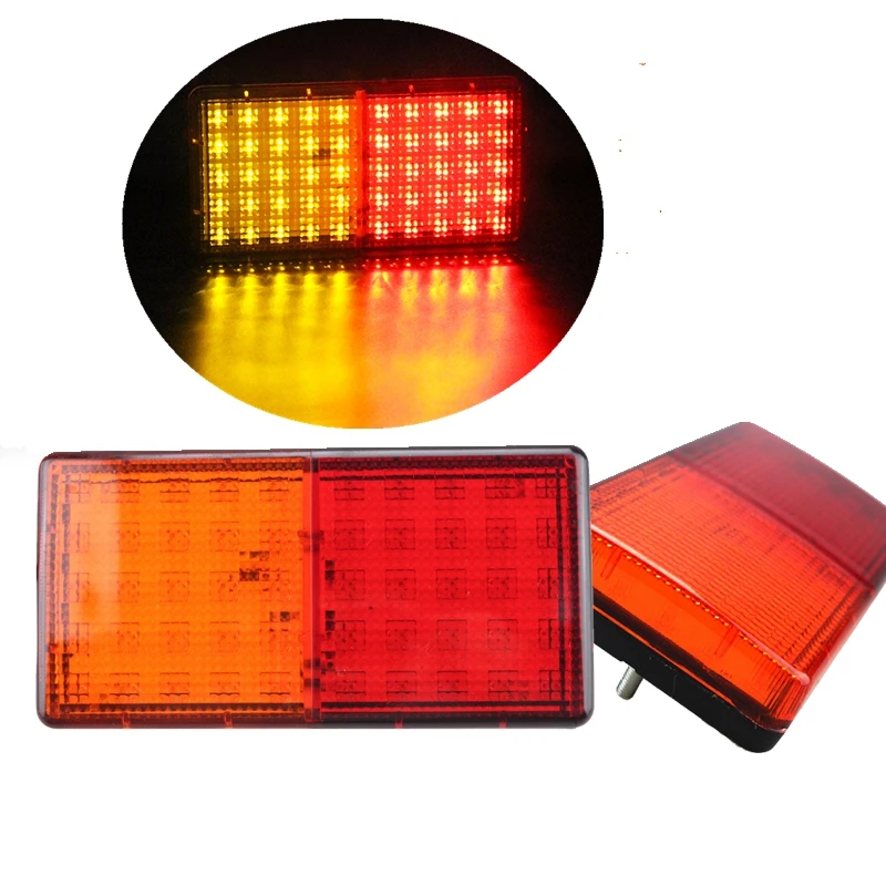 2021 New 12V Pair 50LED Rear Tail Light Lamp Trailer Truck Caravan Stop Reverse Indicator Red+Amber | Автомобили и мотоциклы