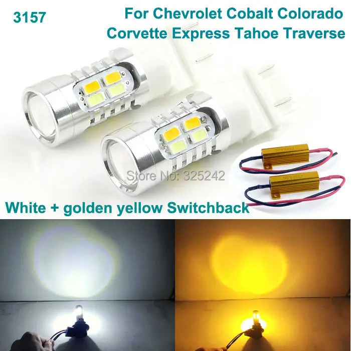 

For Chevrolet Cobalt Colorado Corvette Express Tahoe Excellent 3157 Dual-Color LED DRL Parking+front Turn Signal light