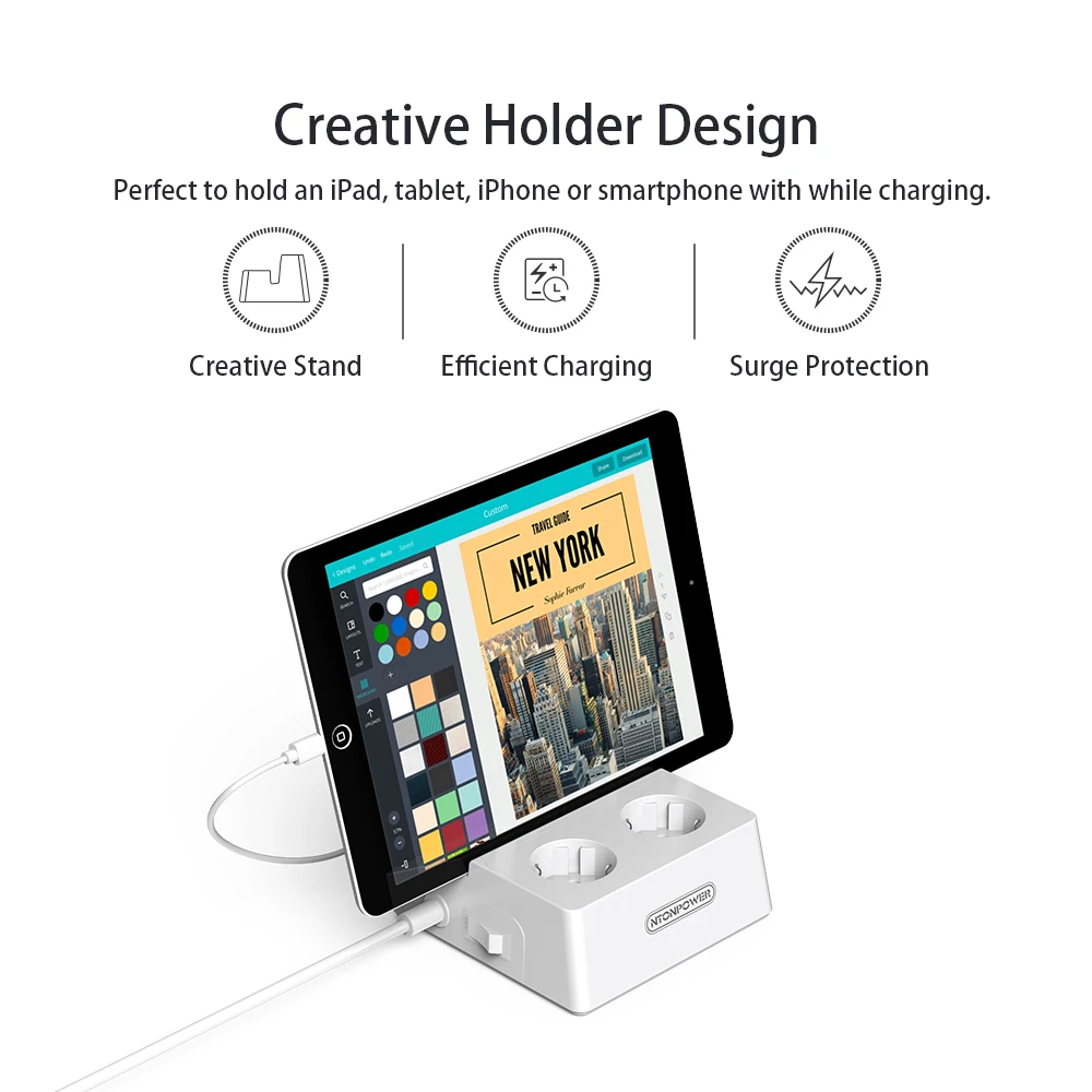 Удлинитель NTONPOWER с 2 розетками переменного тока 5USB портов|outlet extension|ac outletpower socket |