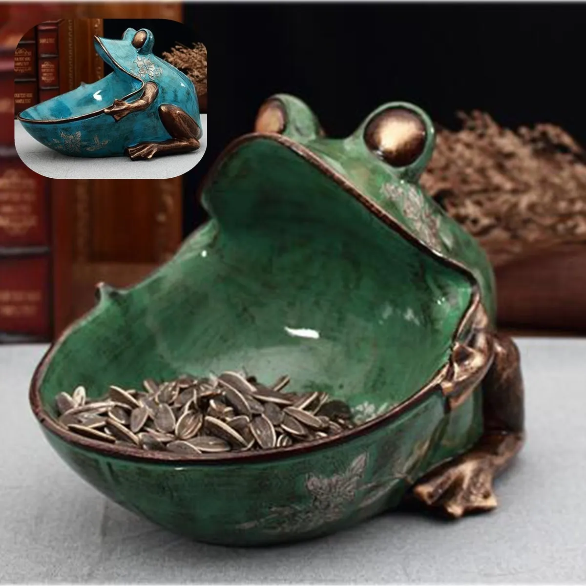 

Creatives Resin Frogs Statue Storage Box Home Decor Crafts Room Decoration Vintage Parlor Frogs Snack Boxes Ornament Figurine