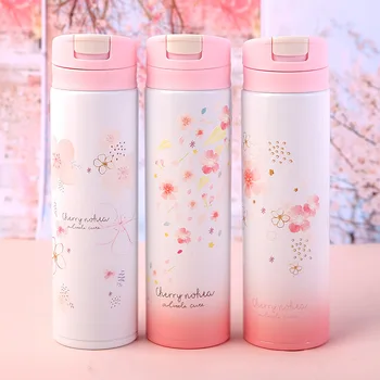 

New Girl Cherry Blossoms Thermal Insulation Thermos Stainless Steel Cute Vacuum Flask Student School Water Bottle Thermo Mug