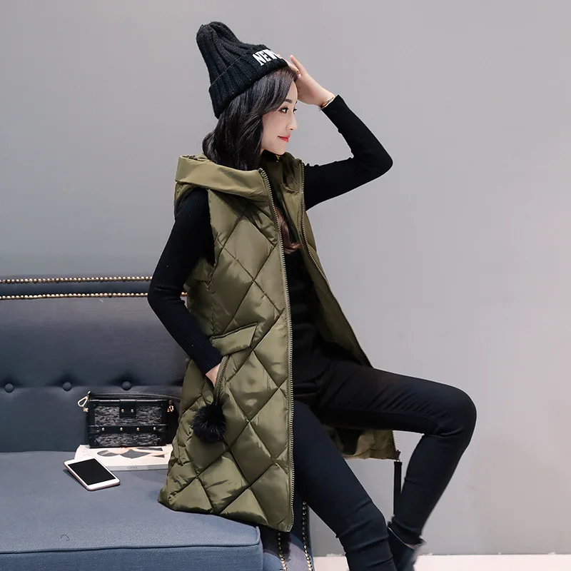 discounted  Autumn Winter Vest Women Waistcoat 2019 New Fashion Female Sleeveless Jacket Hooded Warm Long Vest 