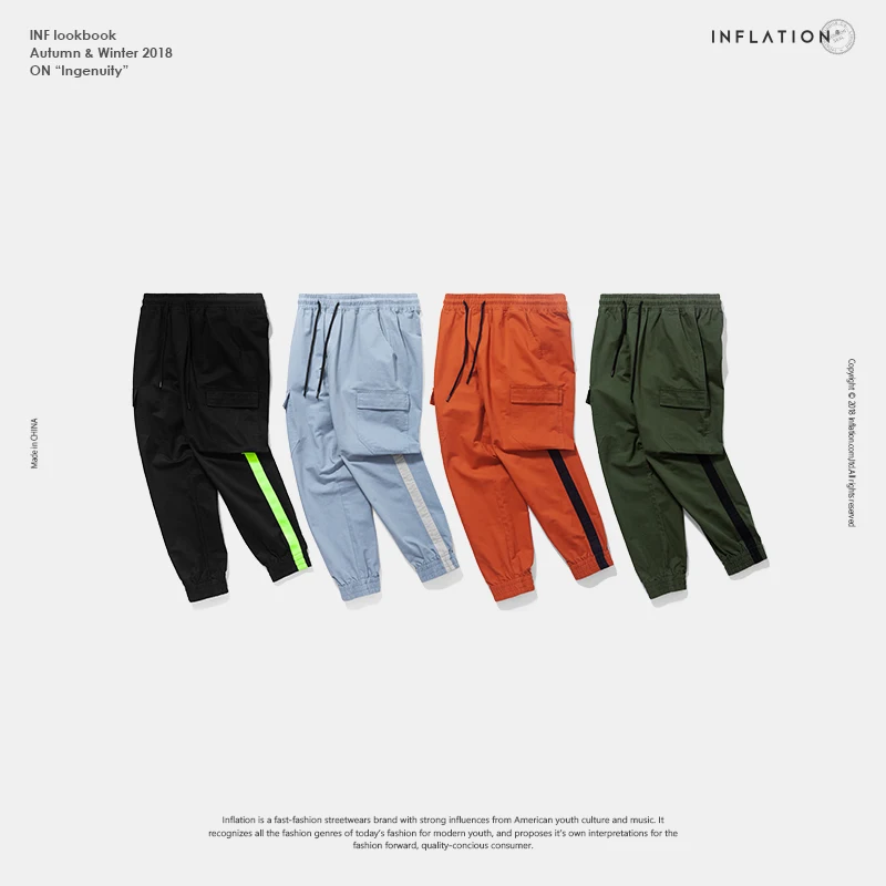 INFLATION Ankle Banded Pants Male Brand Trousers Mens Womens Casual Jogger Pencil Pants Streetwear Brand Clothing 8868W