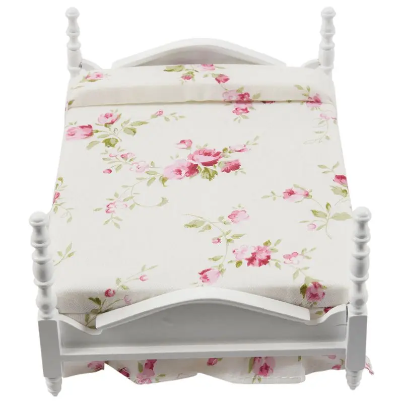 

1/12 Scale Dollhouse Furniture Miniature Floral Bed
