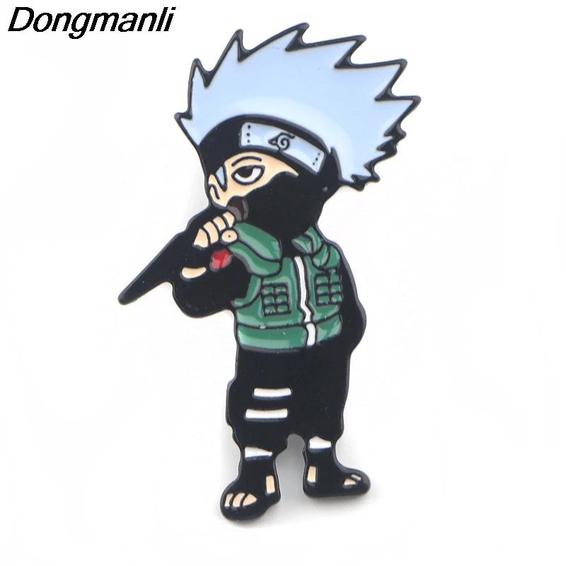 

P3908 Dongmanli Fashion NARUTO Cool Kakashi Metal Enamel Brooches and Pins Collection Lapel Pin Badge Jewelry Bag Accessories