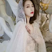 Горячая Распродажа роскошный блестящий Яркий длинный Фата цвета слоновой кости со шляпой 1,2 метров поезд один слой Соборные Свадебные вуали