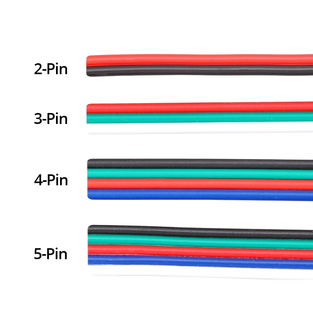 Проводной кабель 1 м 5 м 10 м 2PIN/3PIN/4PIN/5PIN светодиодный разъем Удлинитель электрический провод 22AWG для одноцветной светодиодной ленты RGBW RGB и т. Д