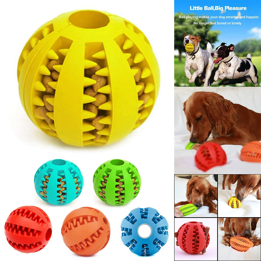 

Dog Treat Round Ball Pet Training BPA-Free Non-Toxic Rubber Tooth Cleaning Toys XH8Z NO20
