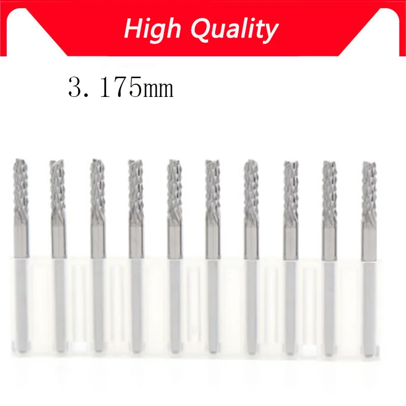 

High quality 10PCS Tungsten carbide extended PCB strawberry cutter 3.175*17mm CNC engraving wood router Corn milling cutter NEW