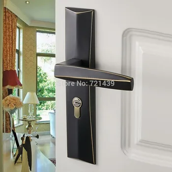 

Black solid Copper Alloy Door Locks Continental Bedroom Minimalist Interior Door Handle Lock Cylinder Security Locks Package