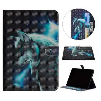 

PU+TPU Leather Tablet Case 3D Painting Wolf Pattern Shockproof Protective Stand Cover For Samsung T310/T710/T377/T280/T230