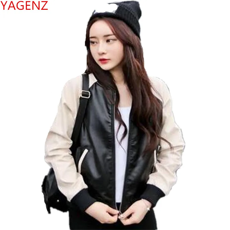 Korea PU Leather jacket women Autumn New Top short leather jacket Long