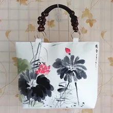 Chinese Ethnic Retro Canvas Shoulder Bag LOTUS Handbag