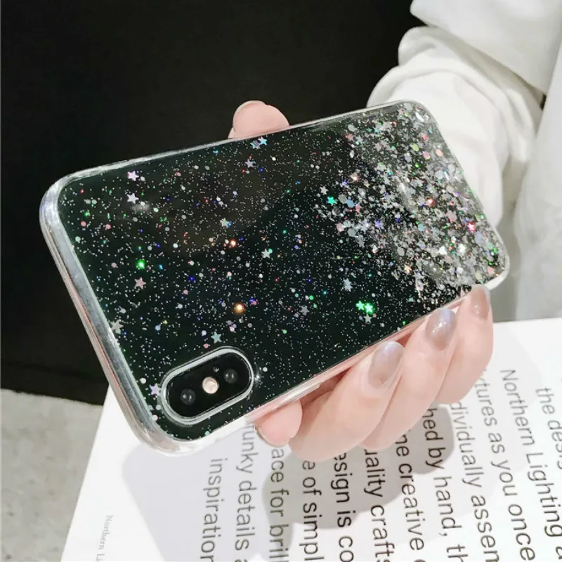 

Cute Glitter Gold Foil Phone Case Cover For Huawei honor 8 8X 9 V9 10 V10 V20 Nova 2s 3 3i 4 Capa Transparent Back Cover Shell
