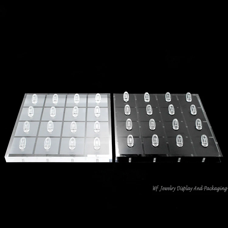 

High- End Acrylic Black And White Two Color Ring Display Stand Rack Jewelry Tray Portable Ring Holder Organizer Showcase