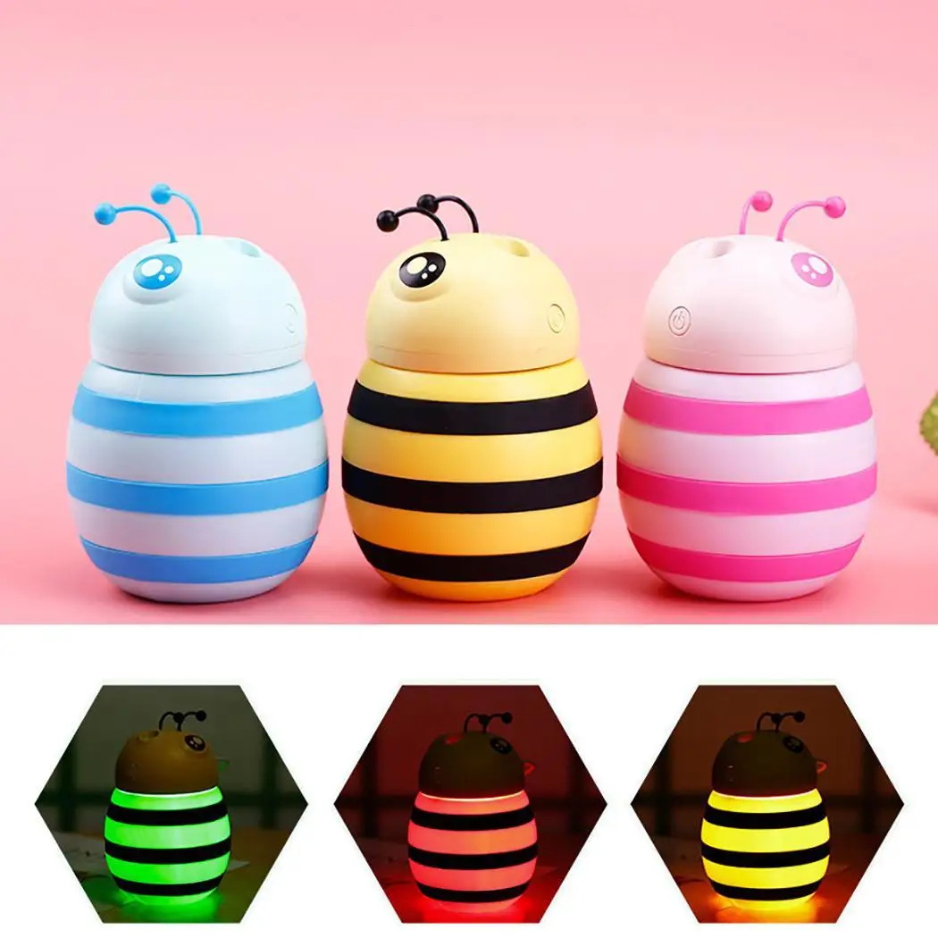 

Mini USB Bee Humidifier Air Purifier Aromatherapy New 300ml Essential Oil Diffuser LED Night Light Car air freshener