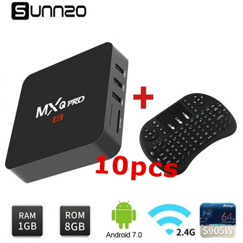 10 шт. 2018 Новый Smart ТВ Box Android 7,1 ТВ BOX Amlogic S905W 4 ядра 2,4 ГГц Wi-Fi Media Player Декодер каналов кабельного телевидения + Беспроводной клавиатура