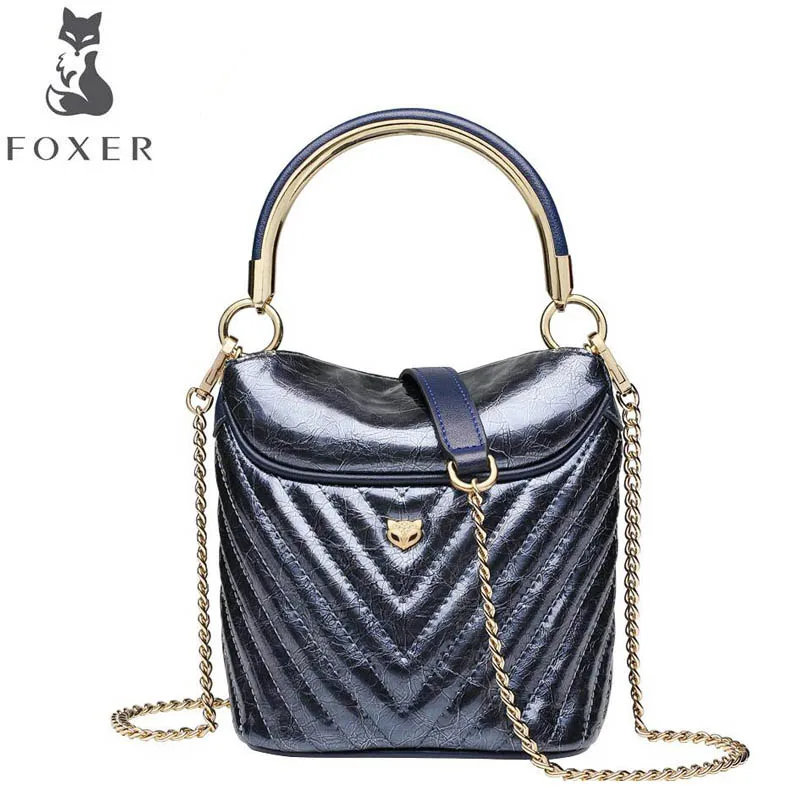 

FOXER bag for women 2019 new women fashion leather handbags women luxury designer Chain bucket bag women leather Shoulder bags