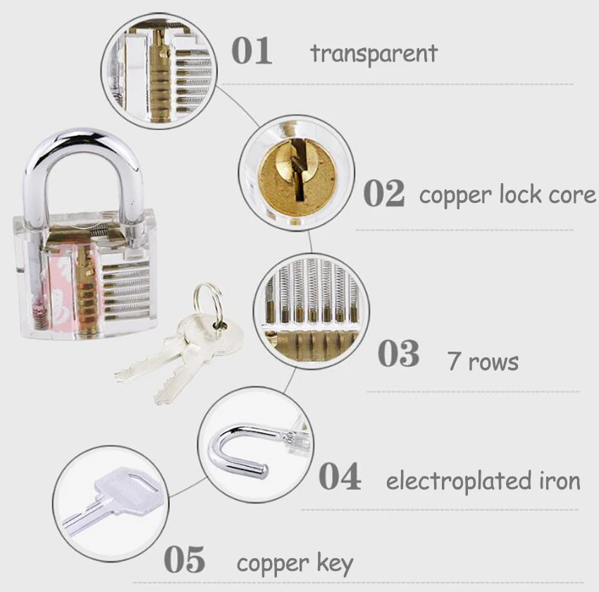 Замок палочки набор прозрачный видимый слесарное учебное пособие замок с сломанным ключом удалитель крючков двухрядные натяжения