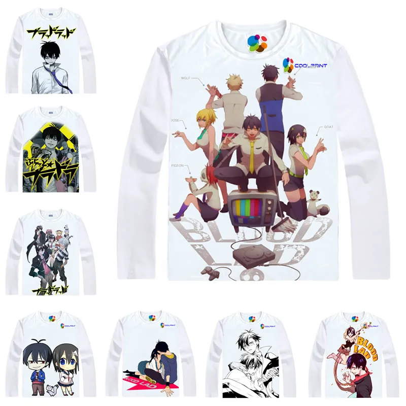 Аниме рубашка Coolprint футболки с принтом в виде лягушек крови длинным рукавом для