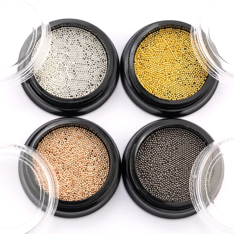 

0.8mm 3D Metal Micro Beads Stainless Steel Gold Silver Mini Nails Art Beads for Nail Art Jewelry Decorations