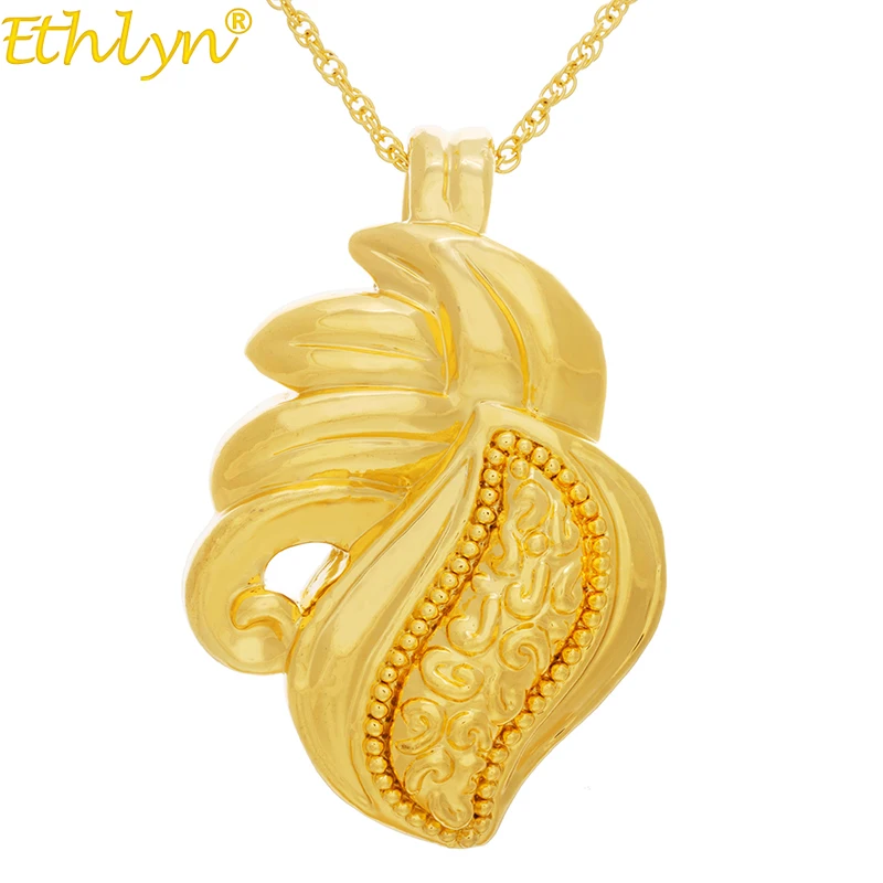 

Ethlyn Jewelry Yellow Gold Color Fashion Hollow Big Size Nigerian Women Slide Pendant Best Holiday Gifts Big Locket 45cm P111