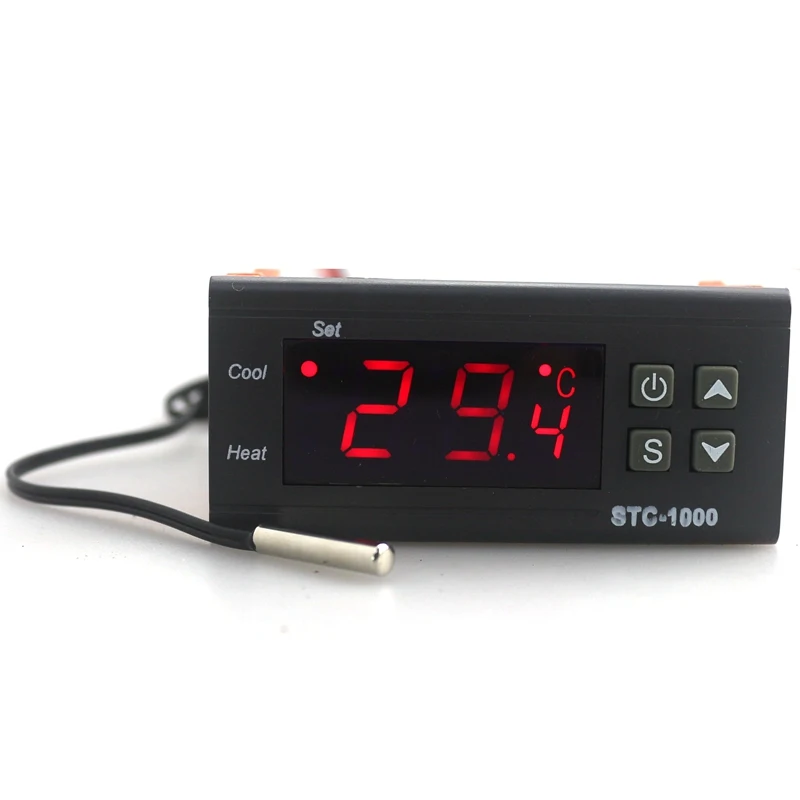 

10A / AC Digital LCD Temperature Controller STC-1000 with 1m Sensor Thermostat Regulator Heater Cooler Two Relay Output