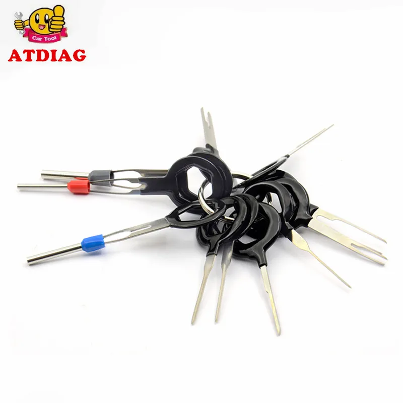 

Sales Auto Car Plug 11pcs Circuit Board Wire Harness Terminal Extraction Pick Connector Crimp Pin Back Needle Remove Tool Set