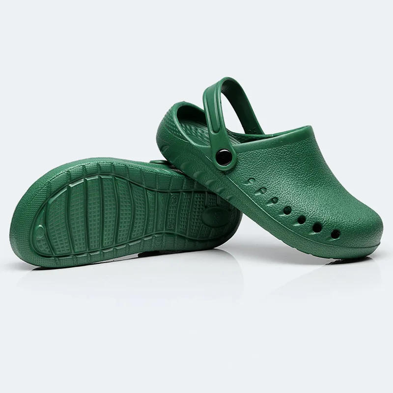 Унисекс обувь для хирургии с ремешком сзади садовые Сабо Легковесная поливинилацетатная обувь для медсестры дышащая обувь без застежки - Цвет: green