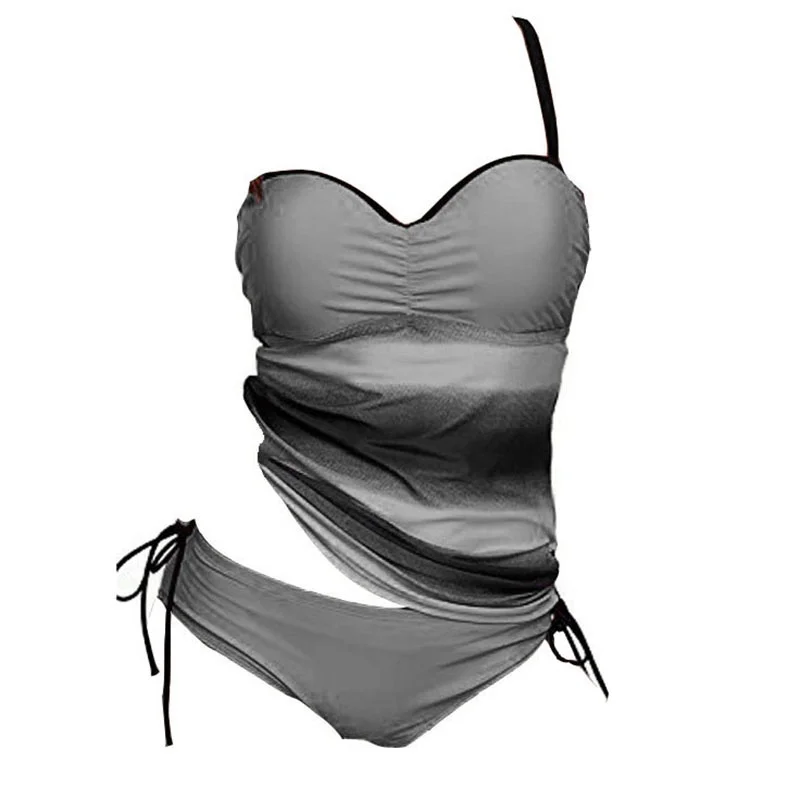 Tankini Sets With shorts 2018 Summer Women Two Pieces Swimwear Retro Print Bathing Suits Bikini Push Up Swimsuits Plus Size 5XL