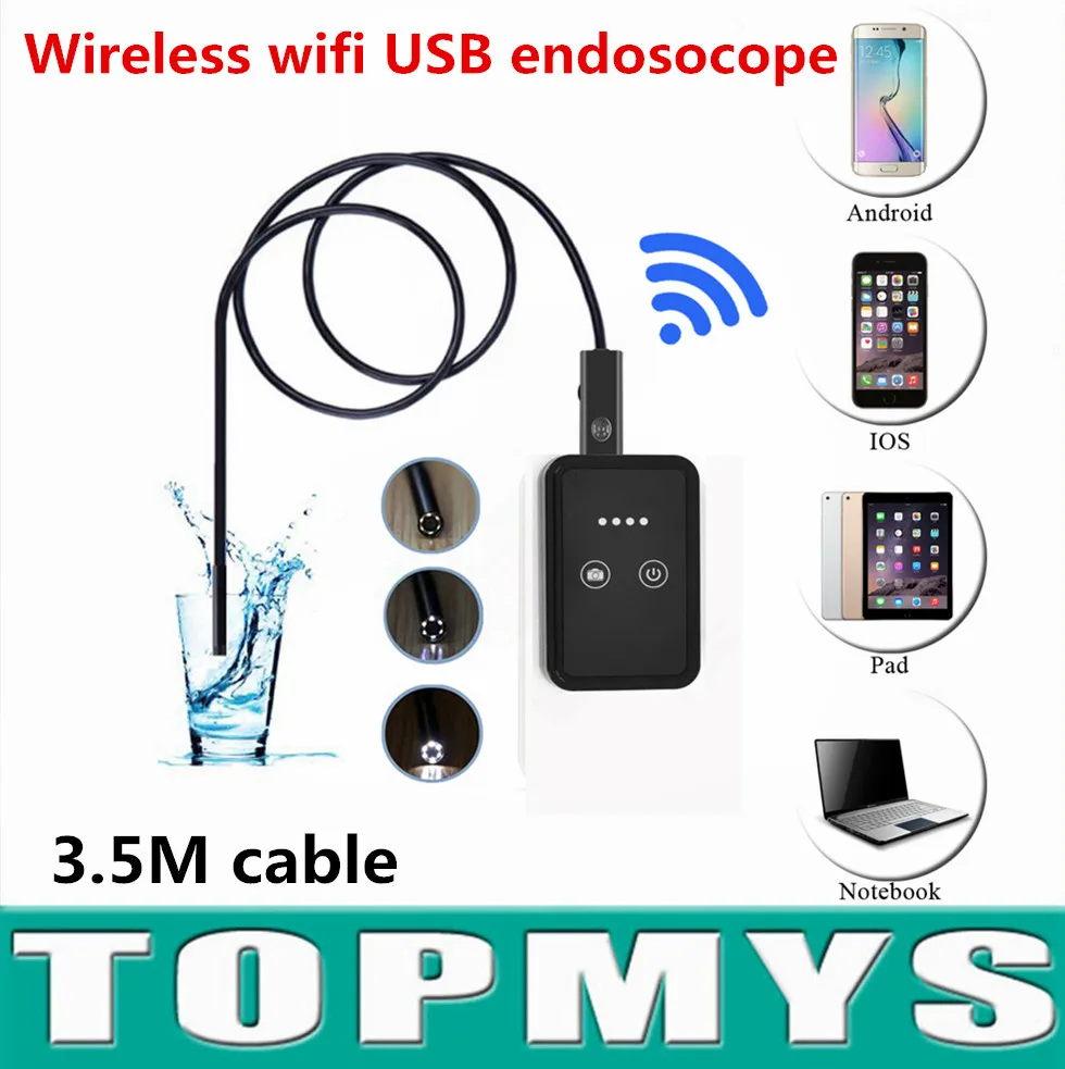 

Android IOS USB camera TM-WE9 USB endoscope with wifi box 3.5M Cable 9mm Lens wireless wifi mini pinhole camera snake camera
