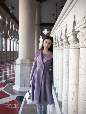 Линетт's chinoiseroy зимнее оригинальное дизайнерское женское винтажное милое тонкое цветное контрастное шерстяное пальто - Цвет: Фиолетовый
