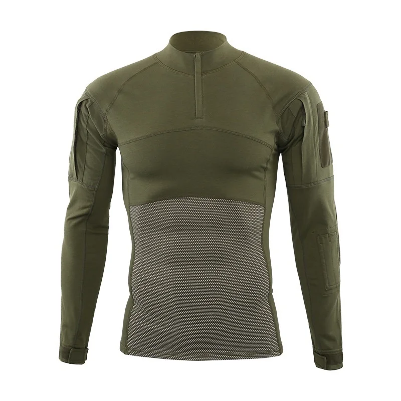Army Green Мужская Летняя Военная тактическая рубашка темно-синяя Боевая футболка с длинным рукавом Военная рубашка рип-стоп Пейнтбольная камуфляжная одежда - Цвет: Army Green